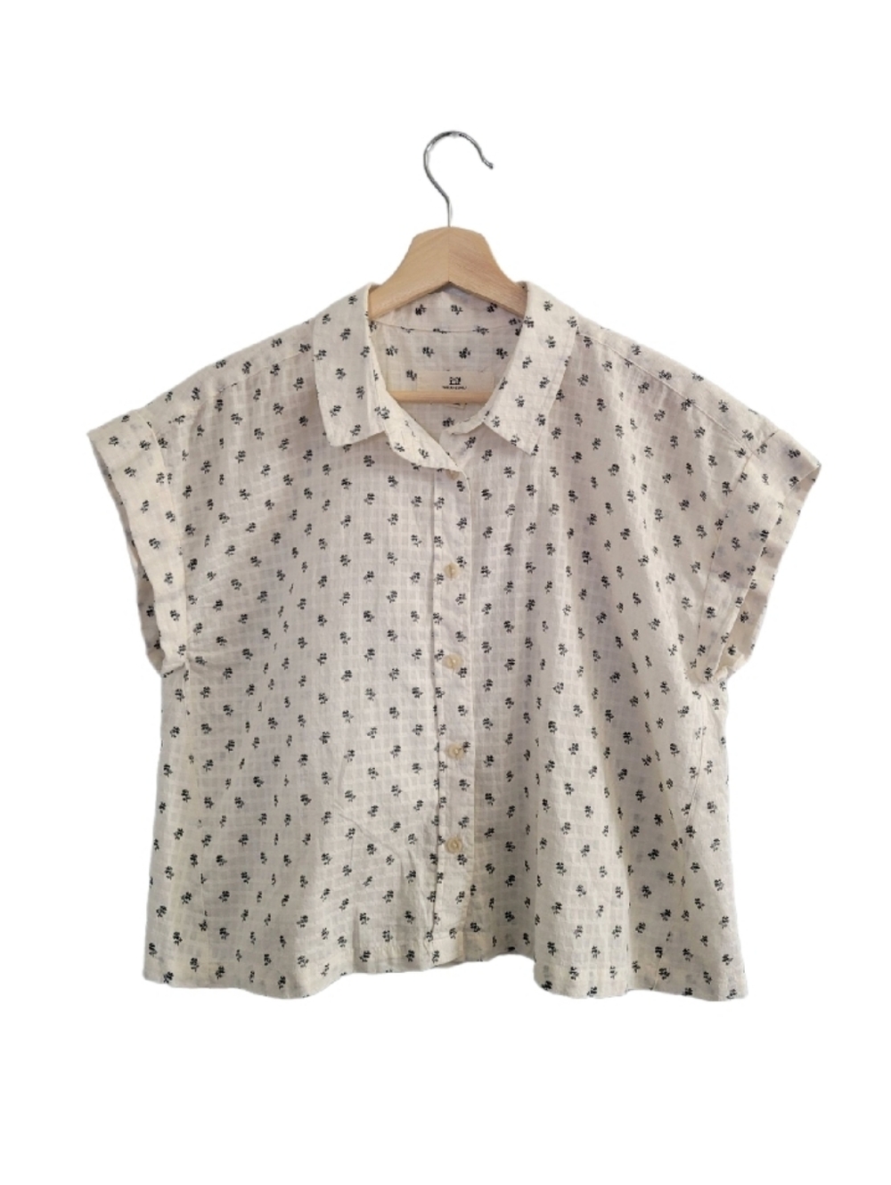 THREAD & SUPPLY Size US M Cream Printed Button-up Blouse Lightweight Boho Chic